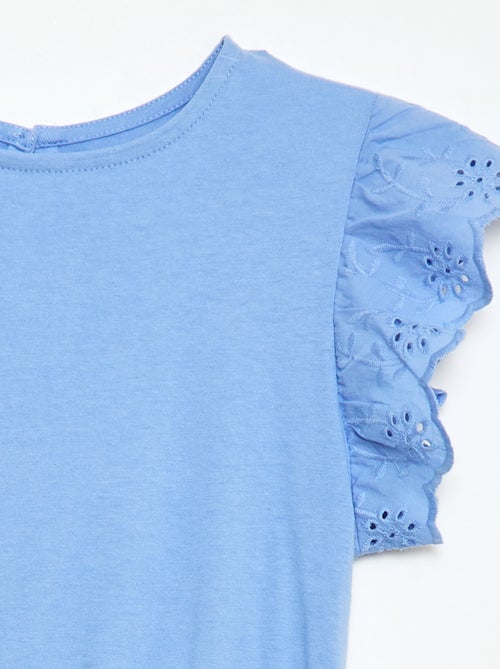 Vestido de punto con mangas cortas en bordado inglés - Kiabi