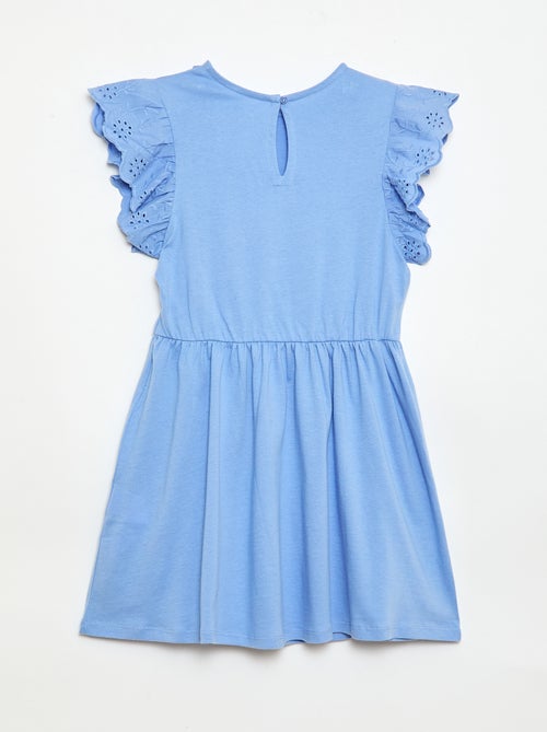 Vestido de punto con mangas cortas en bordado inglés - Kiabi