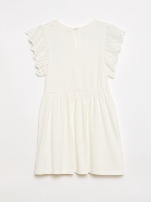 Vestido de punto con mangas cortas en bordado inglés - Kiabi