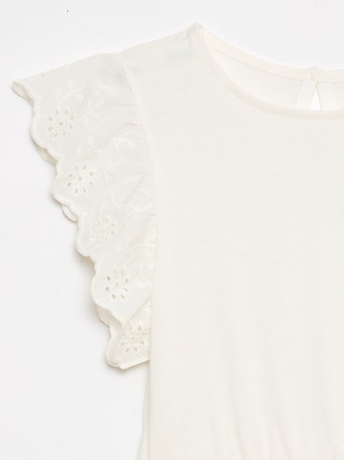 Vestido de punto con mangas cortas en bordado inglés - Kiabi