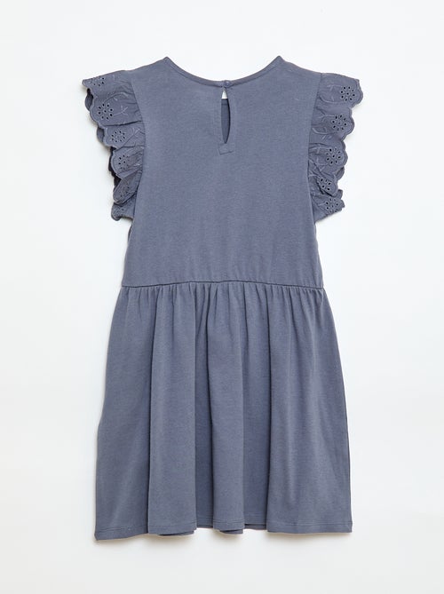 Vestido de punto con mangas cortas en bordado inglés - Kiabi