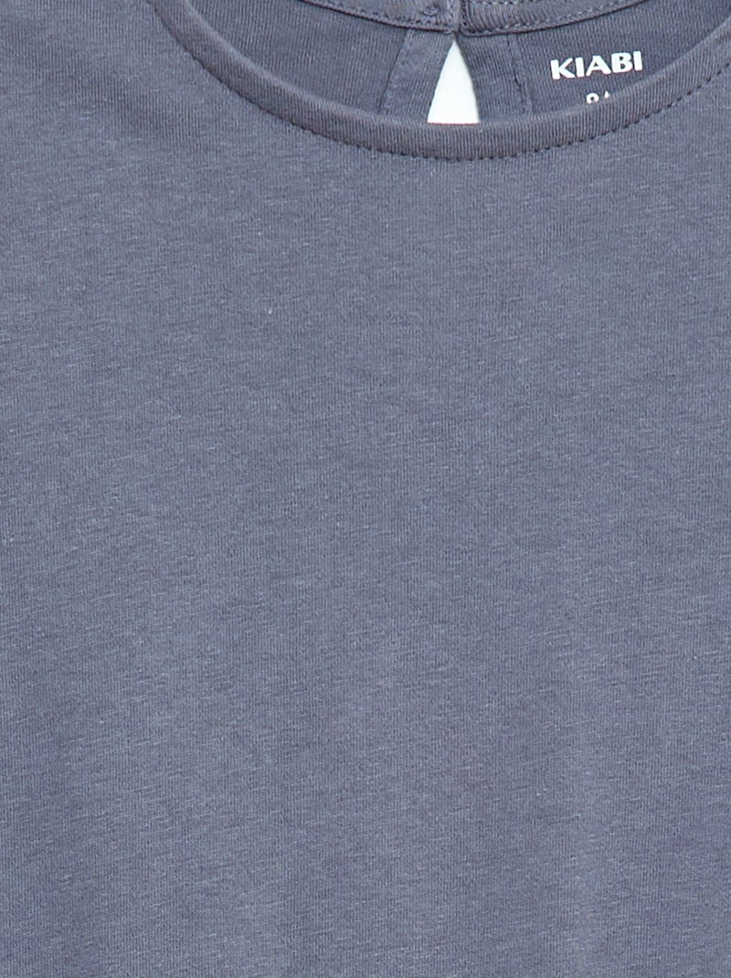Vestido de punto con mangas cortas en bordado inglés Gris - Kiabi