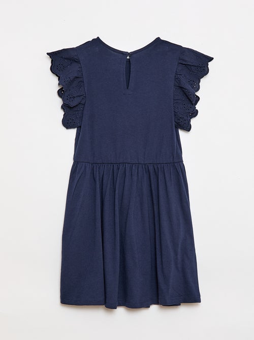 Vestido de punto con mangas cortas en bordado inglés - Kiabi