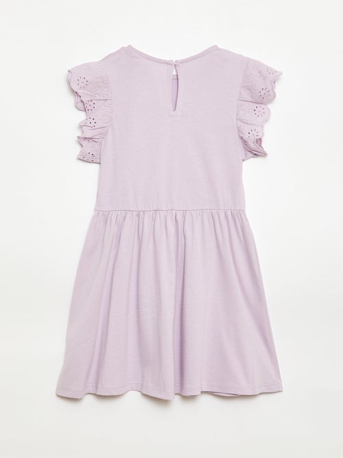 Vestido de punto con mangas cortas en bordado inglés - Kiabi