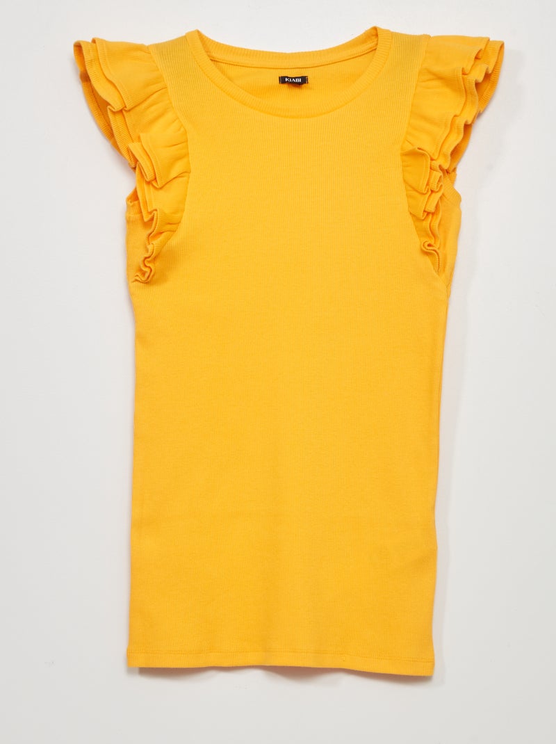 Vestido de punto de canalé AMARILLO - Kiabi