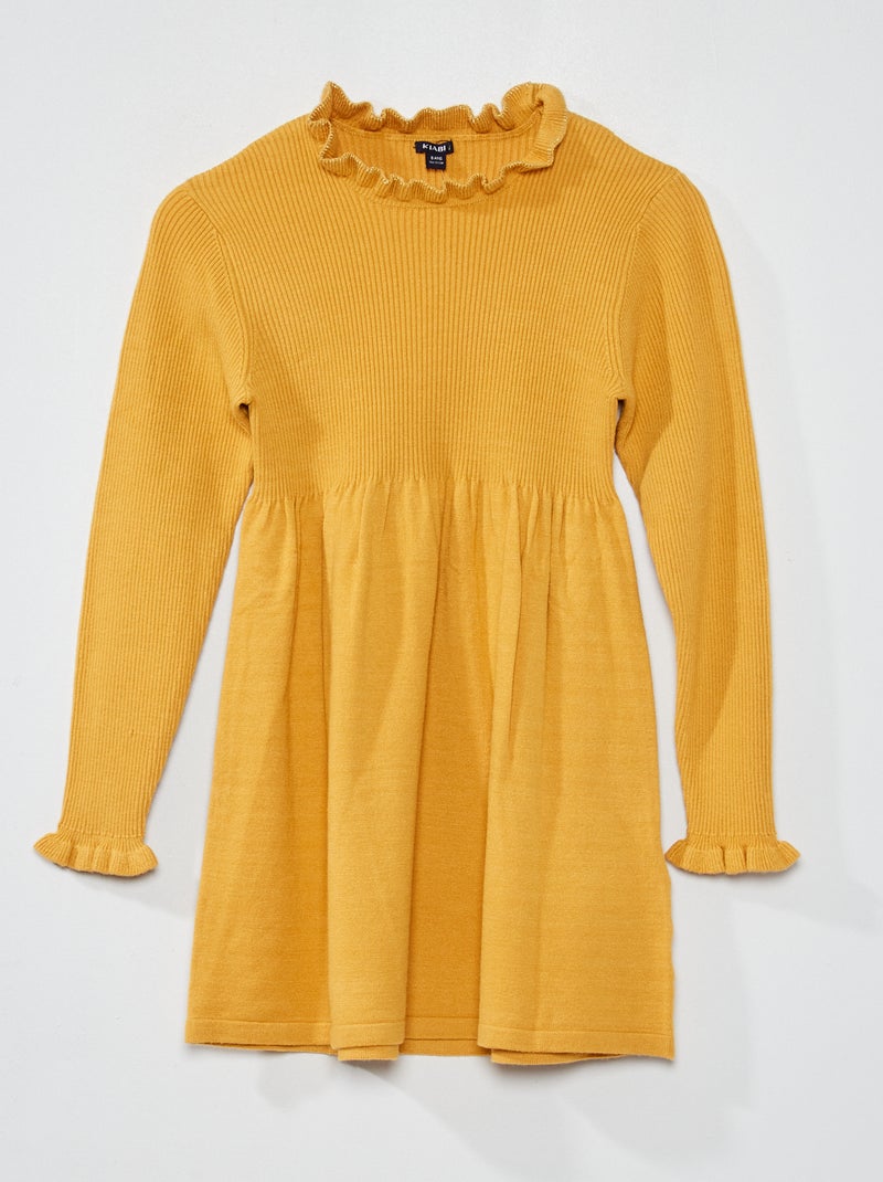 Vestido de punto de canalé AMARILLO - Kiabi