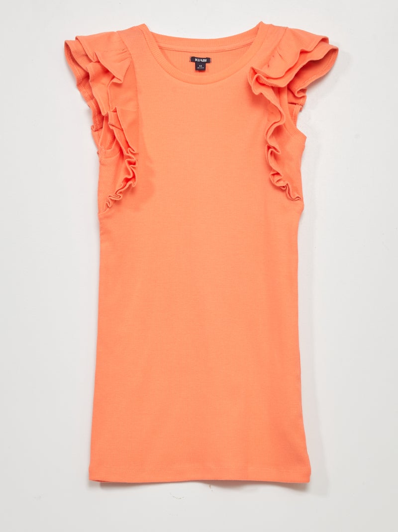 Vestido de punto de canalé NARANJA - Kiabi