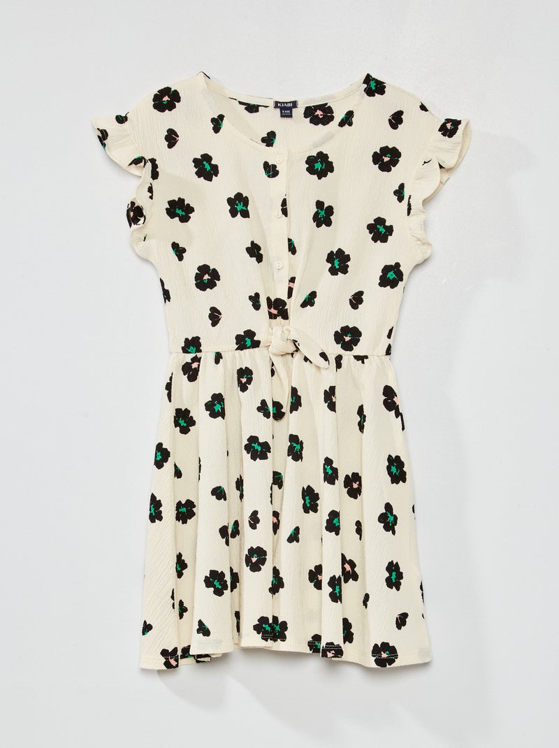 Vestido de punto de crepé con motivos BEIGE - Kiabi