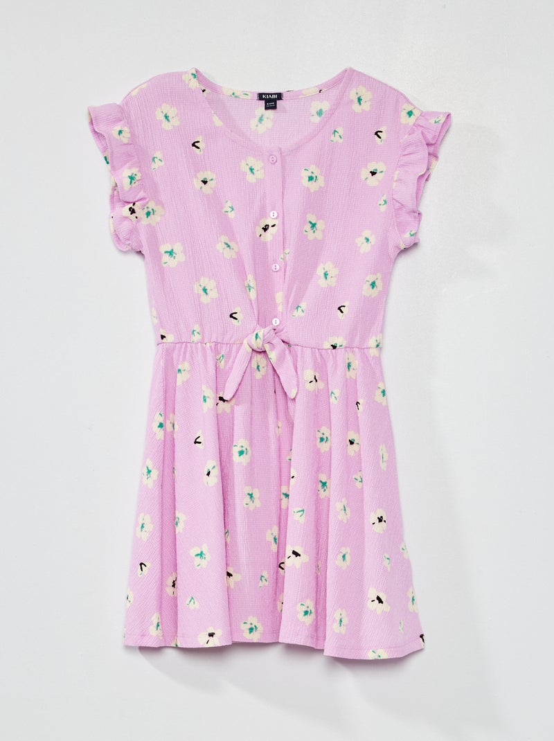 Vestido de punto de crepé con motivos PURPURA - Kiabi