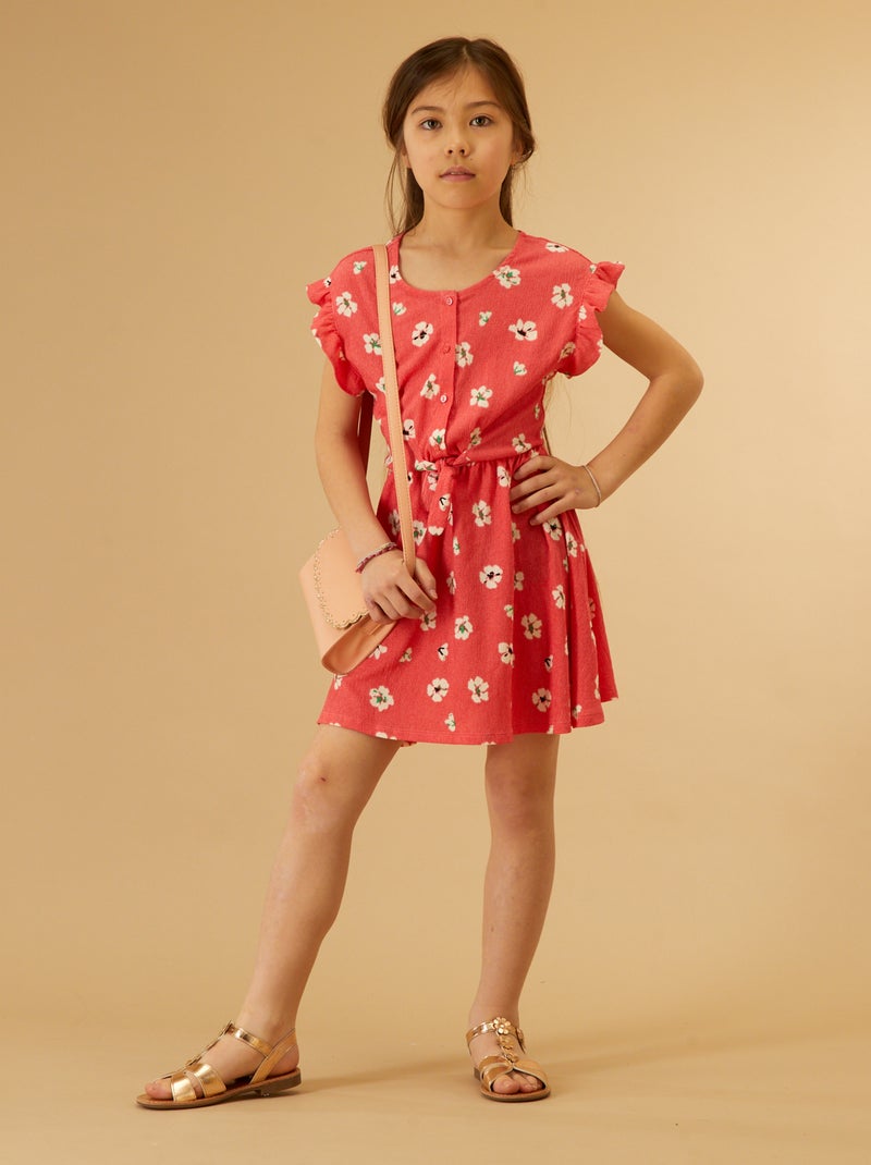 Vestido de punto de crepé con motivos ROSA - Kiabi