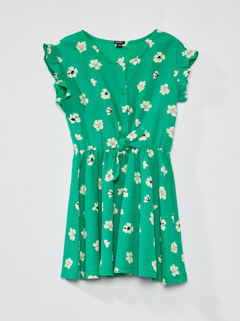 Vestido de punto de crepé con motivos VERDE - Kiabi