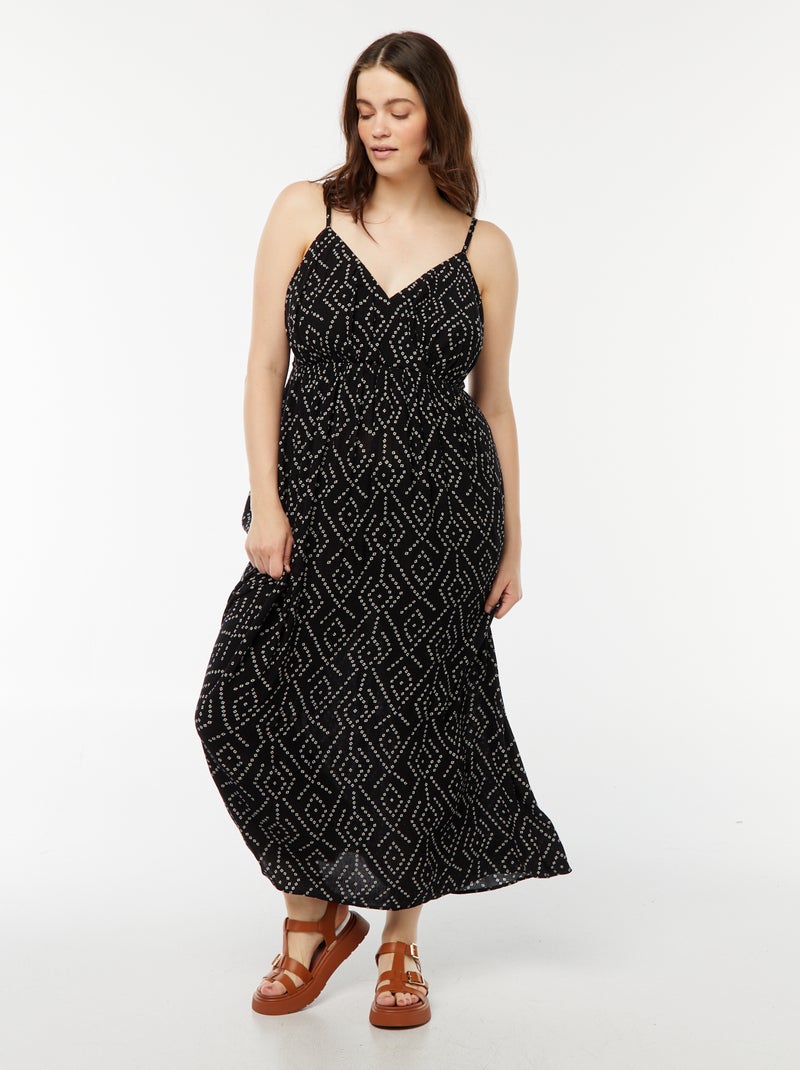 Vestido de punto de crepé con tirantes finos Negro - Kiabi
