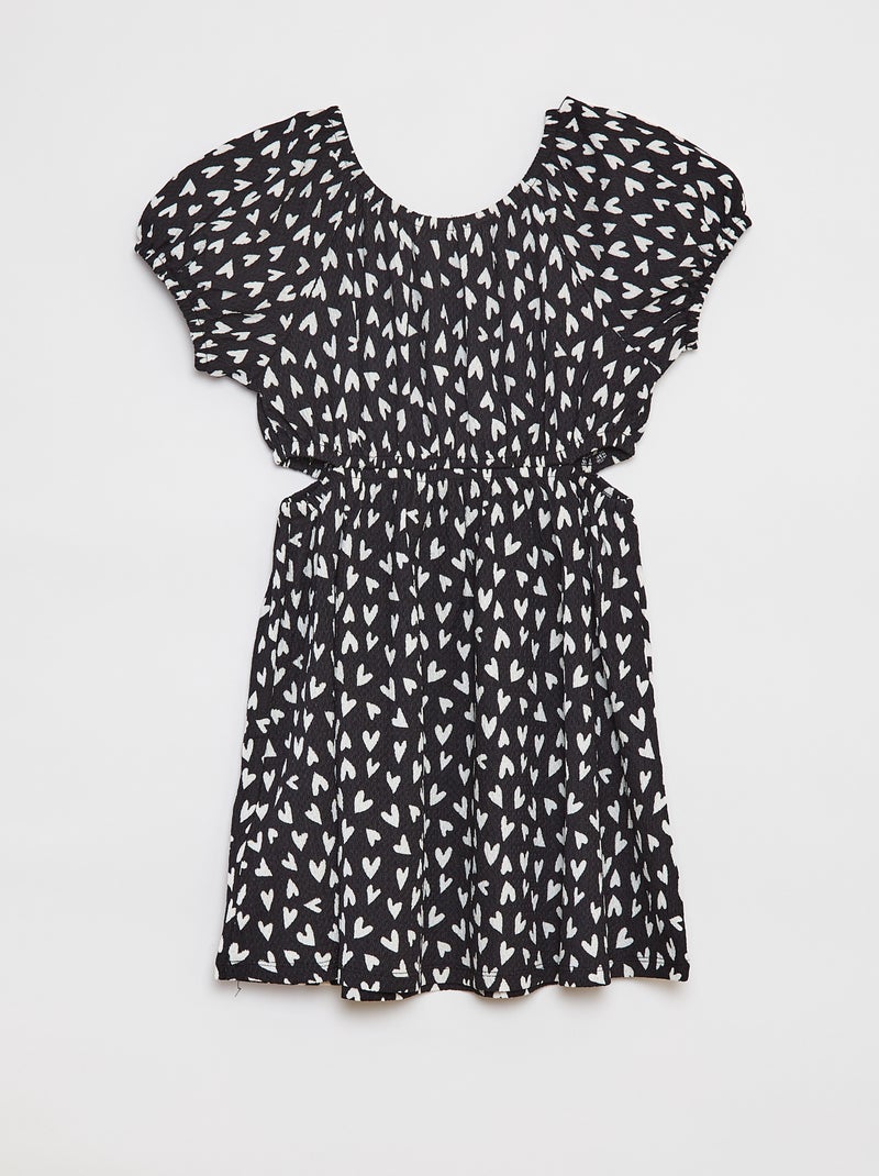 Vestido de punto de crepé estampado NEGRO - Kiabi