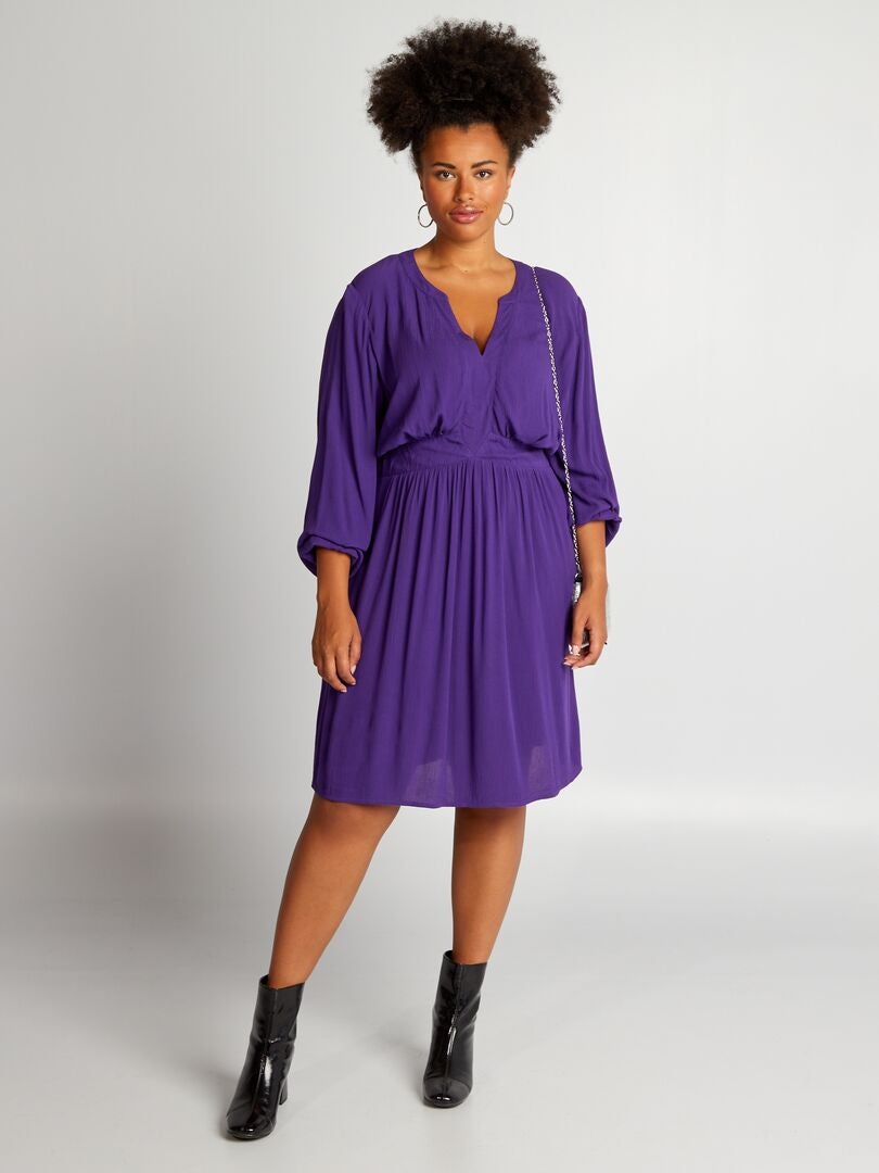 Vestido de punto de crepé vaporoso Púrpura - Kiabi