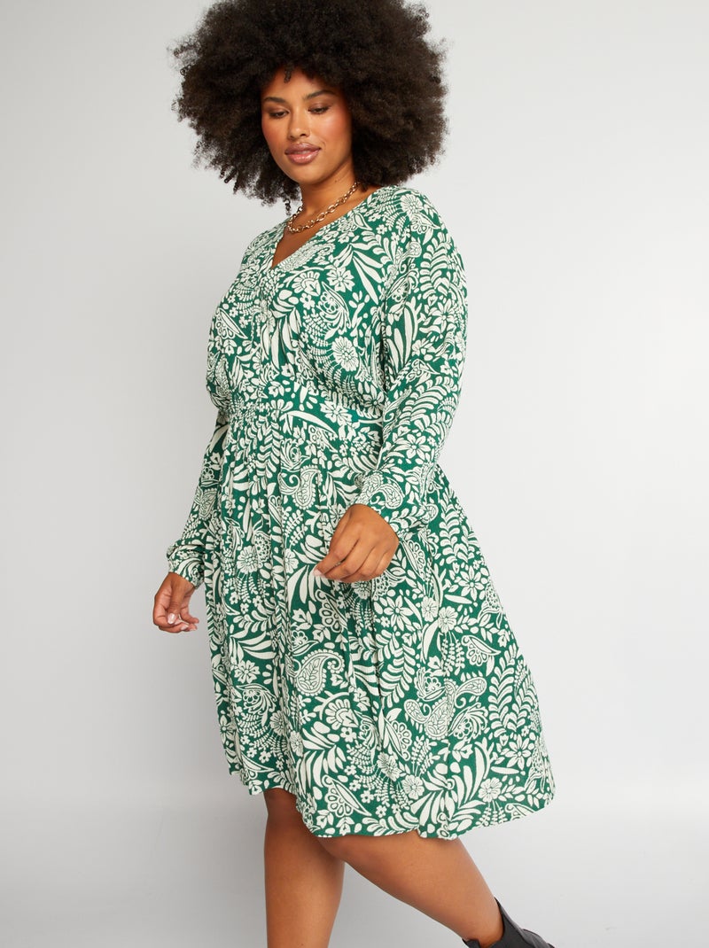 Vestido de punto de crepé vaporoso Verde - Kiabi