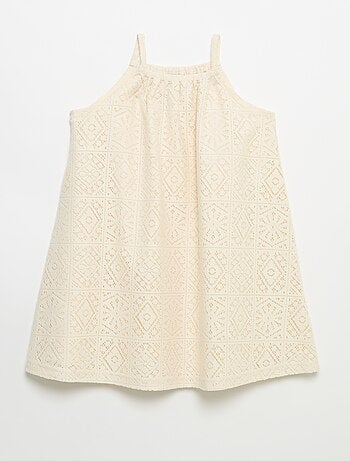 Vestido de punto de ganchillo con tirantes no ajustables