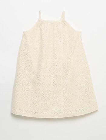 Vestido de punto de ganchillo con tirantes no ajustables