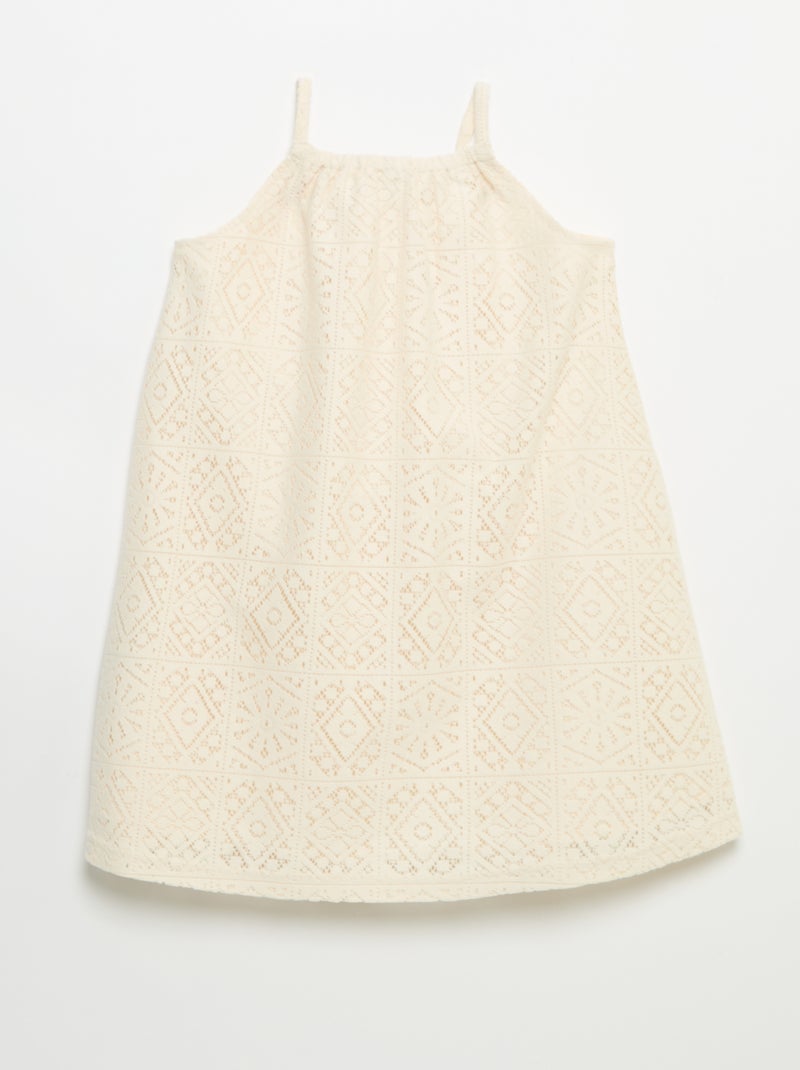 Vestido de punto de ganchillo con tirantes no ajustables Beige - Kiabi