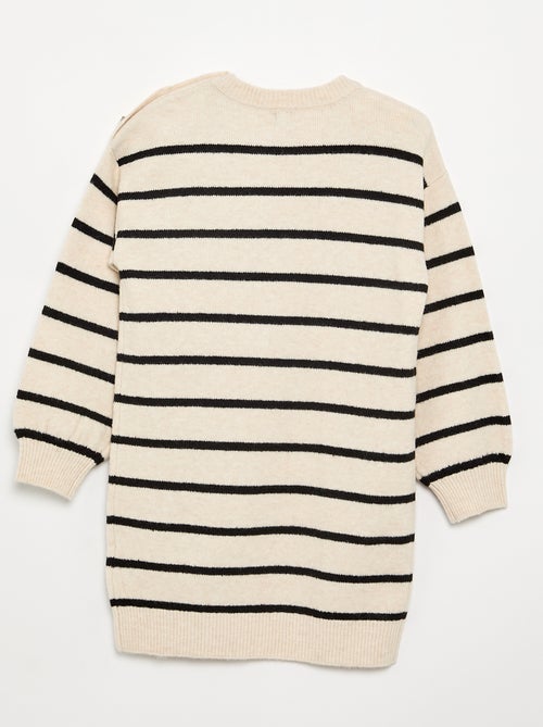 Vestido de punto de manga larga y cuello abotonado - Kiabi