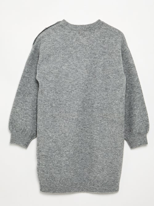 Vestido de punto de manga larga y cuello abotonado - Kiabi
