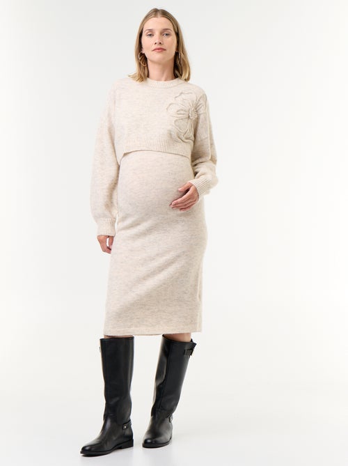 Vestido de punto de maternidad 2 en 1 - Kiabi Vestido de punto de maternidad 2 en 1 - Kiabi