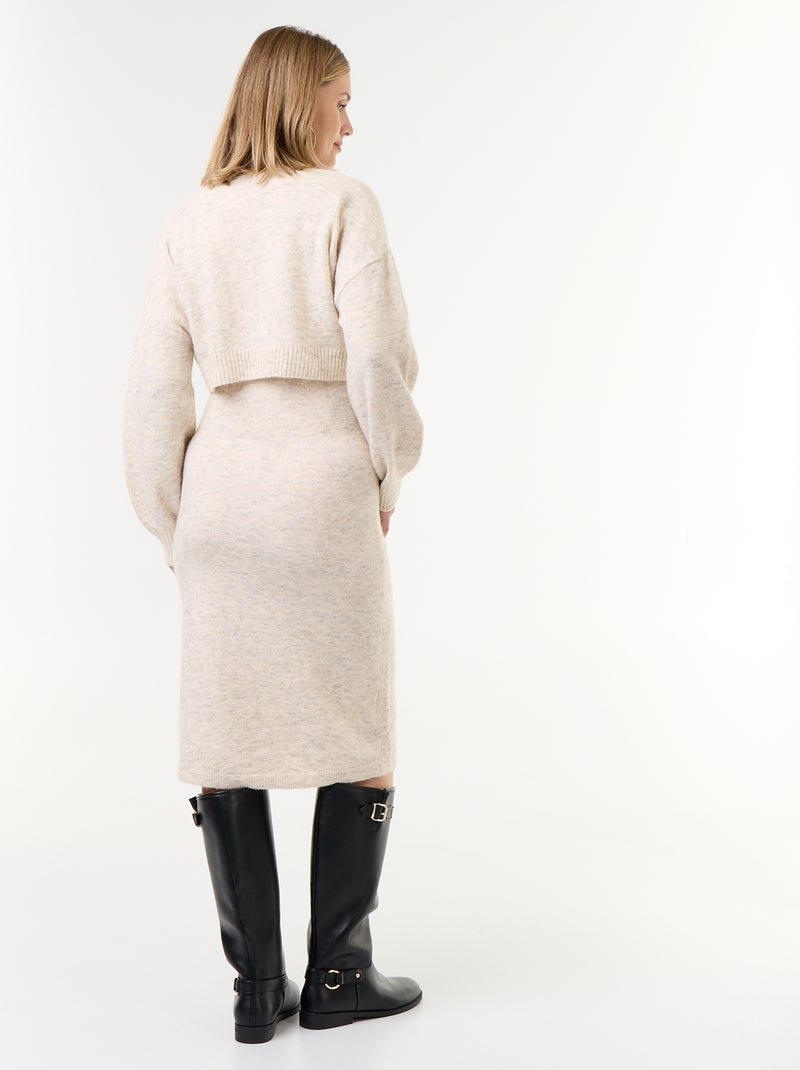 Vestido de punto de maternidad 2 en 1 Beige - Kiabi