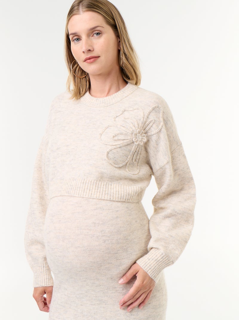 Vestido de punto de maternidad 2 en 1 Beige - Kiabi