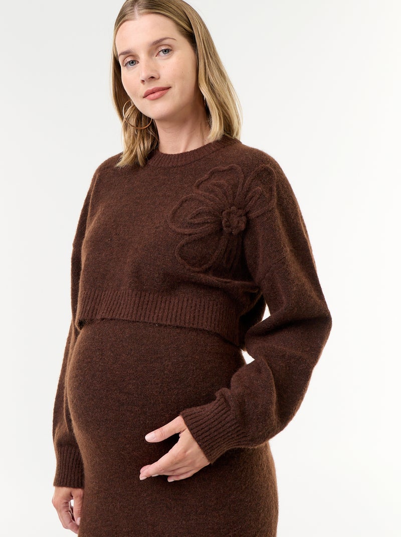 Vestido de punto de maternidad 2 en 1 Marron - Kiabi