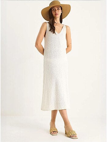 Vestido de punto de verano con tirantes y detalle de rayas en la espalda lucci