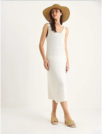 Vestido de punto de verano con tirantes y detalle de rayas en la espalda lucci