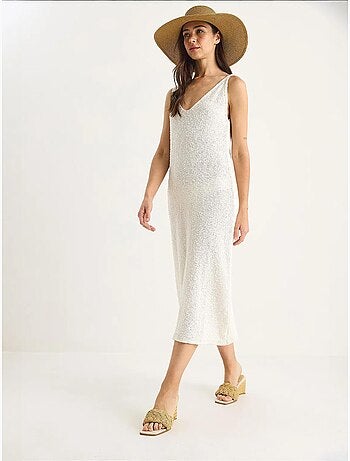 Vestido de punto de verano con tirantes y detalle de rayas en la espalda lucci