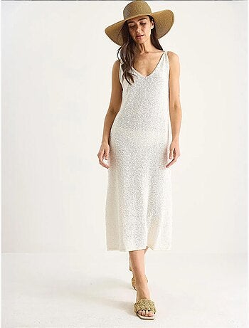 Vestido de punto de verano con tirantes y detalle de rayas en la espalda lucci