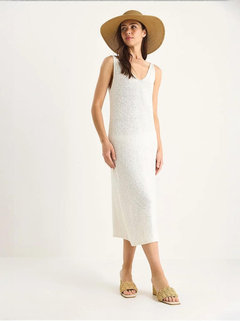 Vestido de punto de verano con tirantes y detalle de rayas en la espalda lucci Beige arcilla - Kiabi