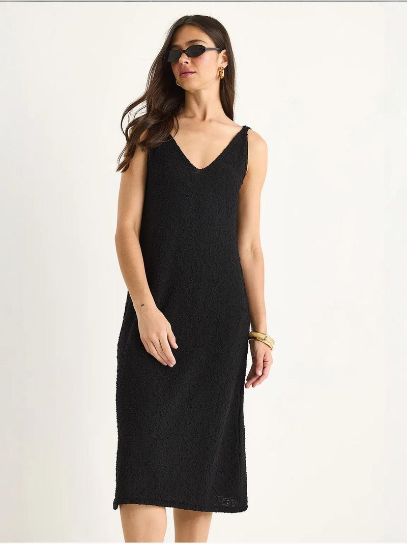 Vestido de punto de verano con tirantes y detalle de rayas en la espalda lucci Negro - Kiabi