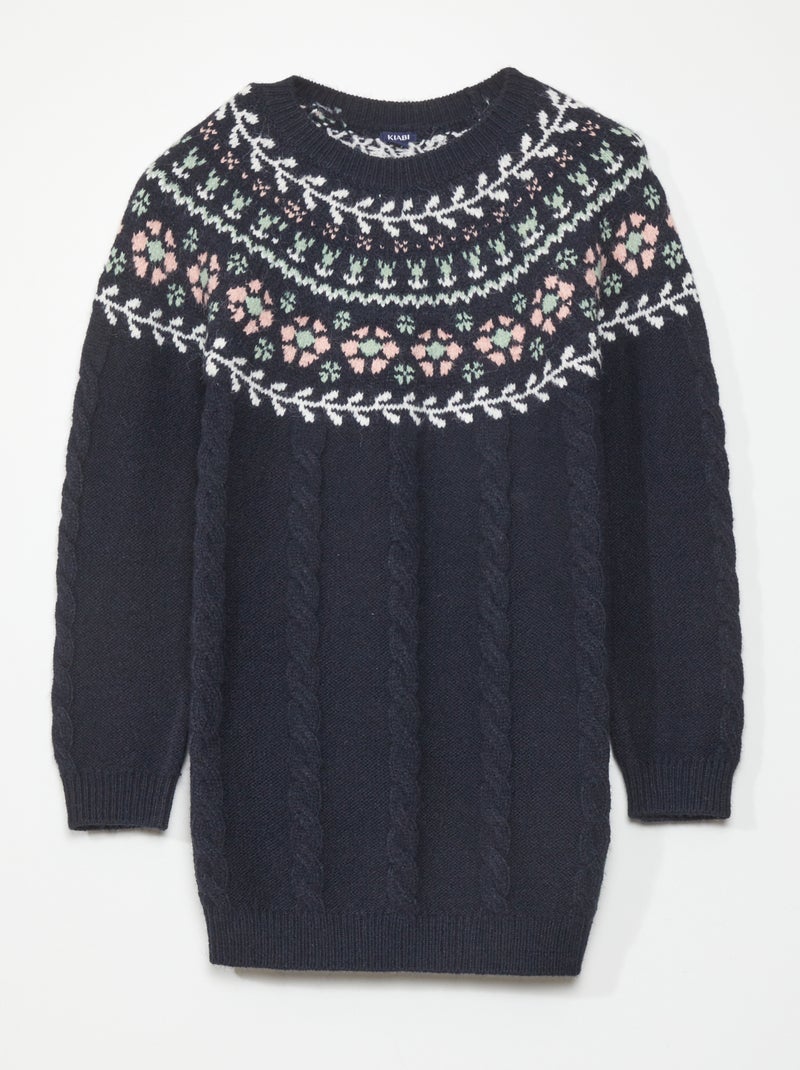 Vestido de punto estampado 'jacquard' AZUL - Kiabi