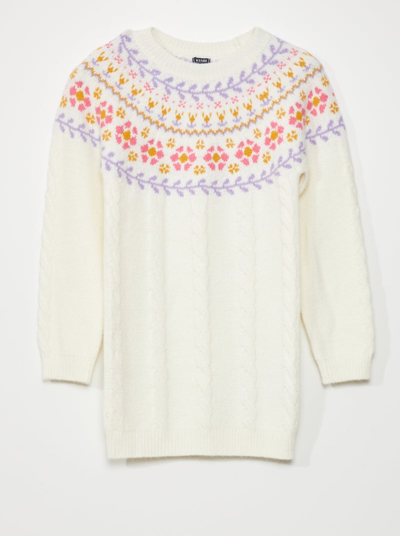 Vestido de punto estampado 'jacquard' BLANCO - Kiabi