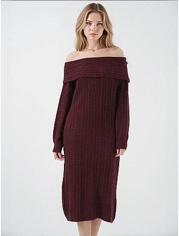 Vestido de punto extragrande con hombros descubiertos de bdart