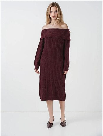 Vestido de punto extragrande con hombros descubiertos de bdart
