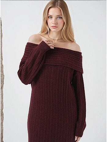 Vestido de punto extragrande con hombros descubiertos de bdart