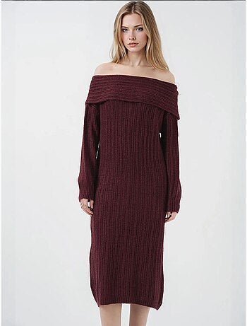 Vestido de punto extragrande con hombros descubiertos de bdart