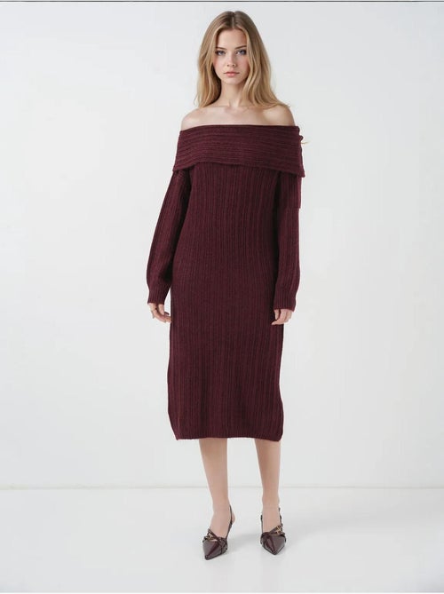 Vestido de punto extragrande con hombros descubiertos de bdart - Kiabi