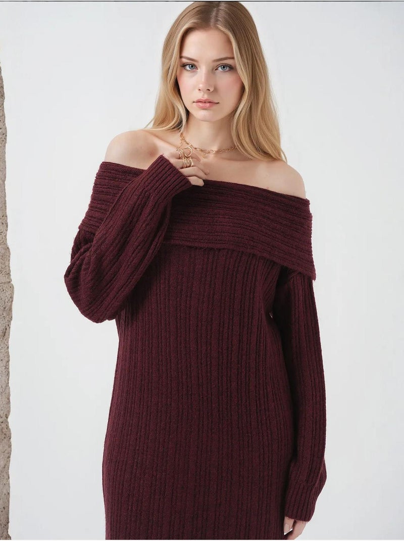 Vestido de punto extragrande con hombros descubiertos de bdart Rojo burdeos - Kiabi