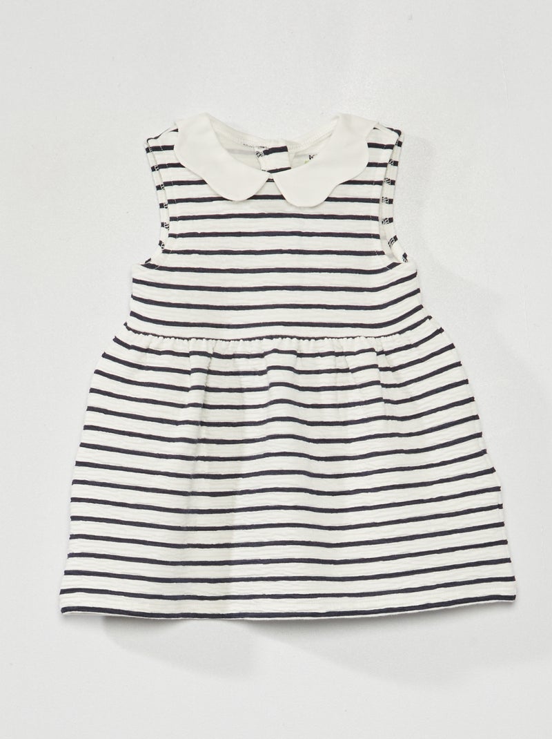 Vestido de punto fruncido azul marino a rayas - Kiabi