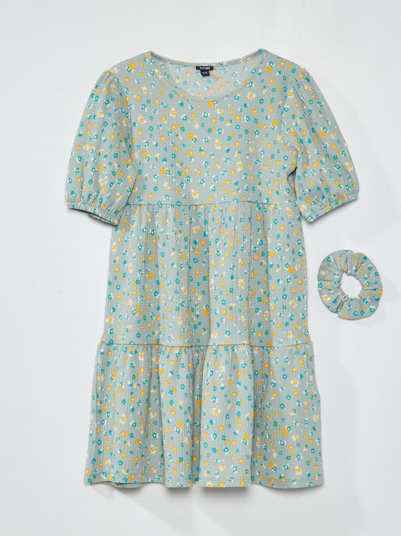 Vestido de punto gofrado a capas AZUL - Kiabi