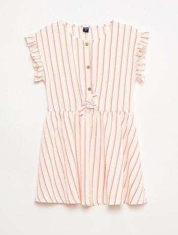 Vestido de punto gofrado abotonado en la parte delantera