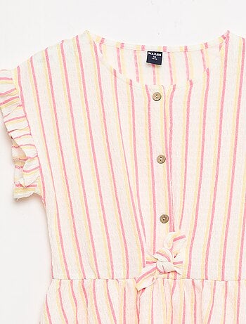 Vestido de punto gofrado abotonado en la parte delantera