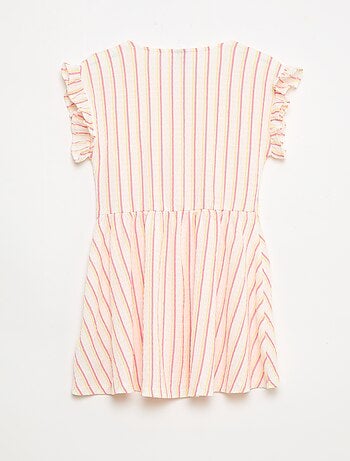 Vestido de punto gofrado abotonado en la parte delantera