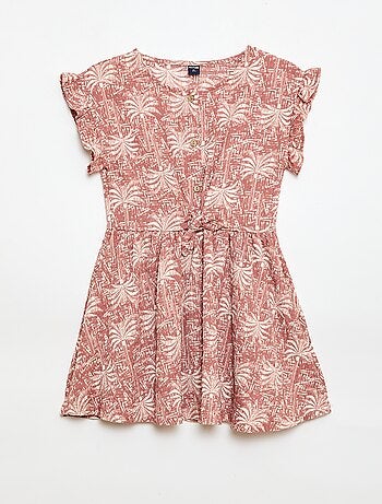 Vestido de punto gofrado abotonado en la parte delantera