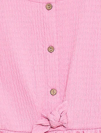 Vestido de punto gofrado abotonado en la parte delantera