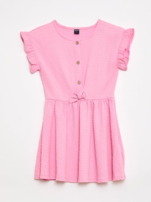 Vestido de punto gofrado abotonado en la parte delantera - Kiabi